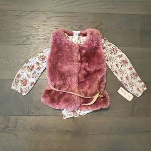 Little Lass pink vest & blouse sz 5/6 NWT retail $95